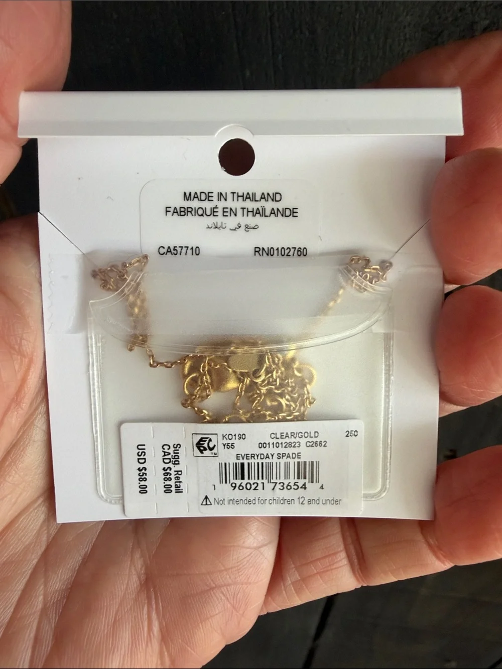 Kate spade Gold Tone Pave Spade Mini Pendant Necklace NWT